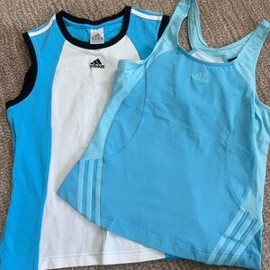 Adidas Blue and White Athletic Tank Tops